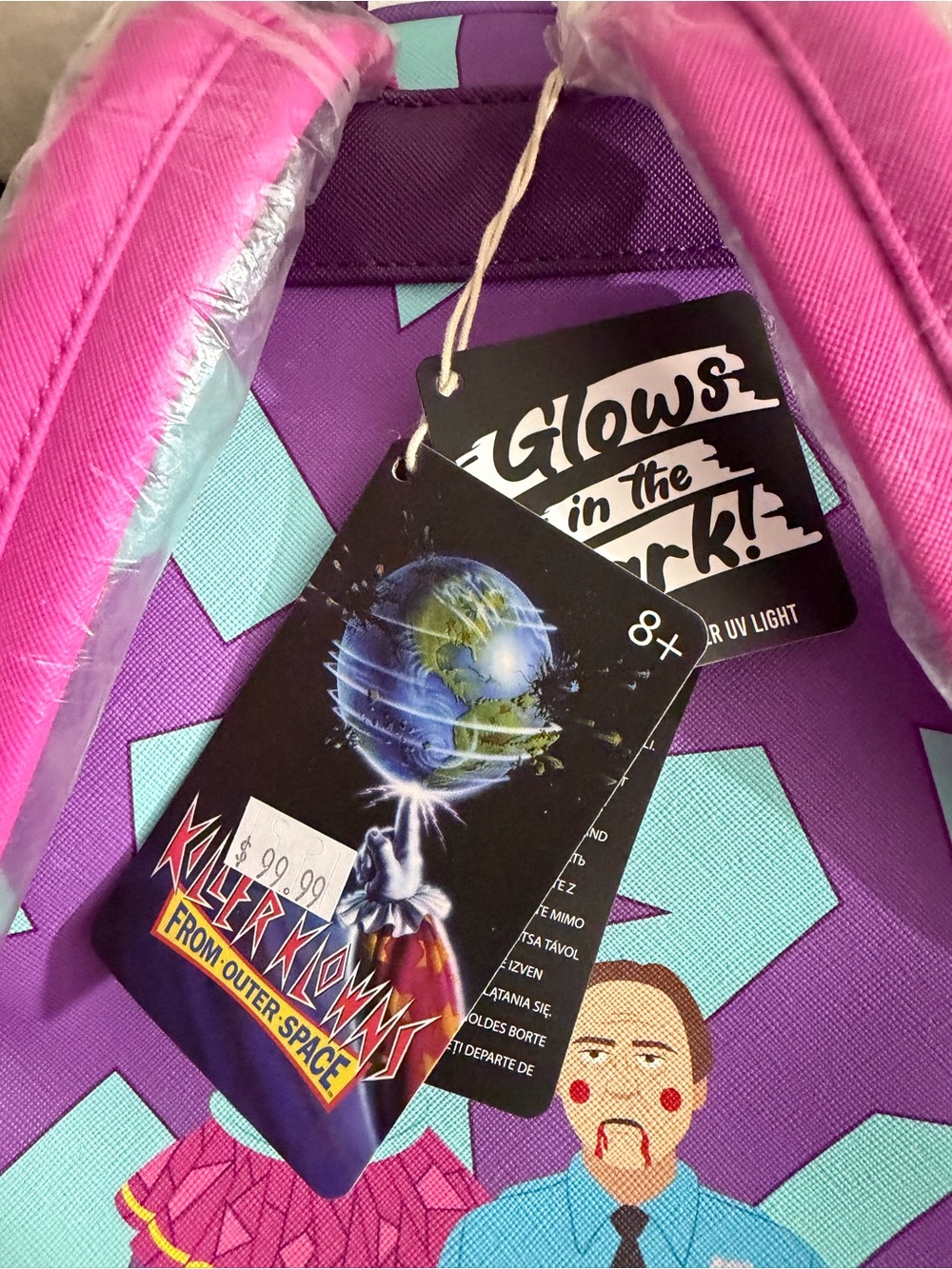 Loungefly Purple Clown Backpack with Green Hair and Red Accents - Picture 7 of 8